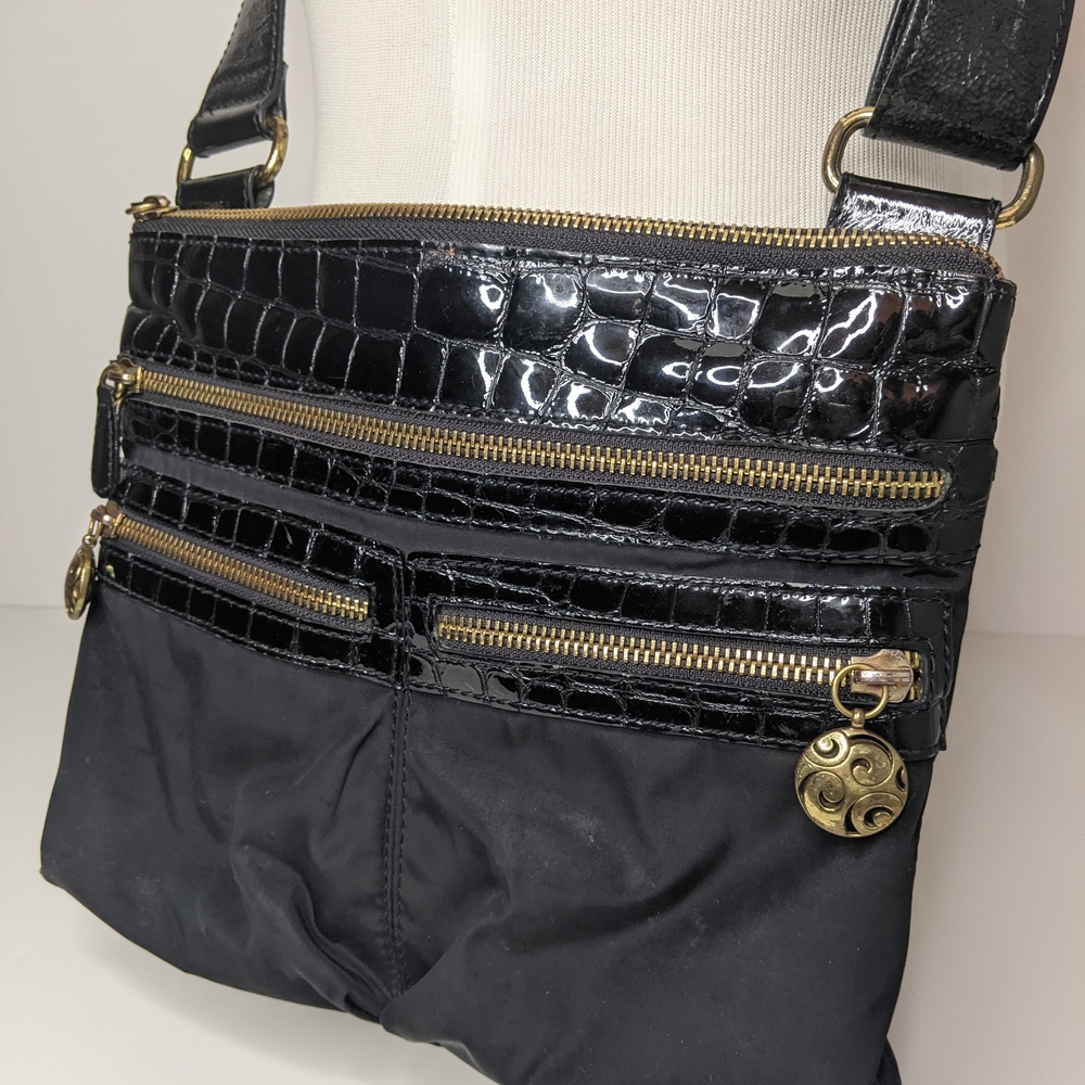 Brighton Black Crossbody Bag with Gold Accents